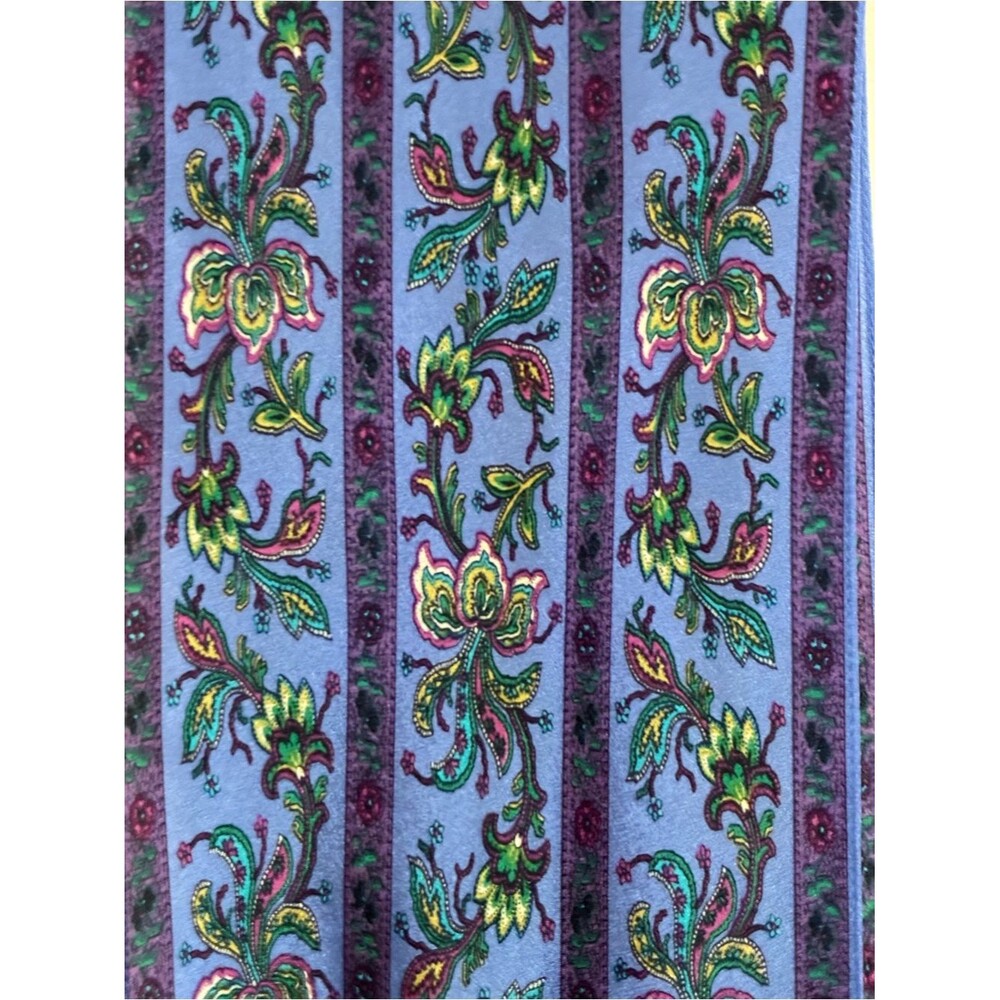 Liz Claiborne Blue Purple Paisley Silk Scarf with Green and Yellow Accents